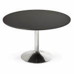 Table de bureau ou repas design ronde ASTA en bois et métal chromé (Ø 120 cm) (noir)