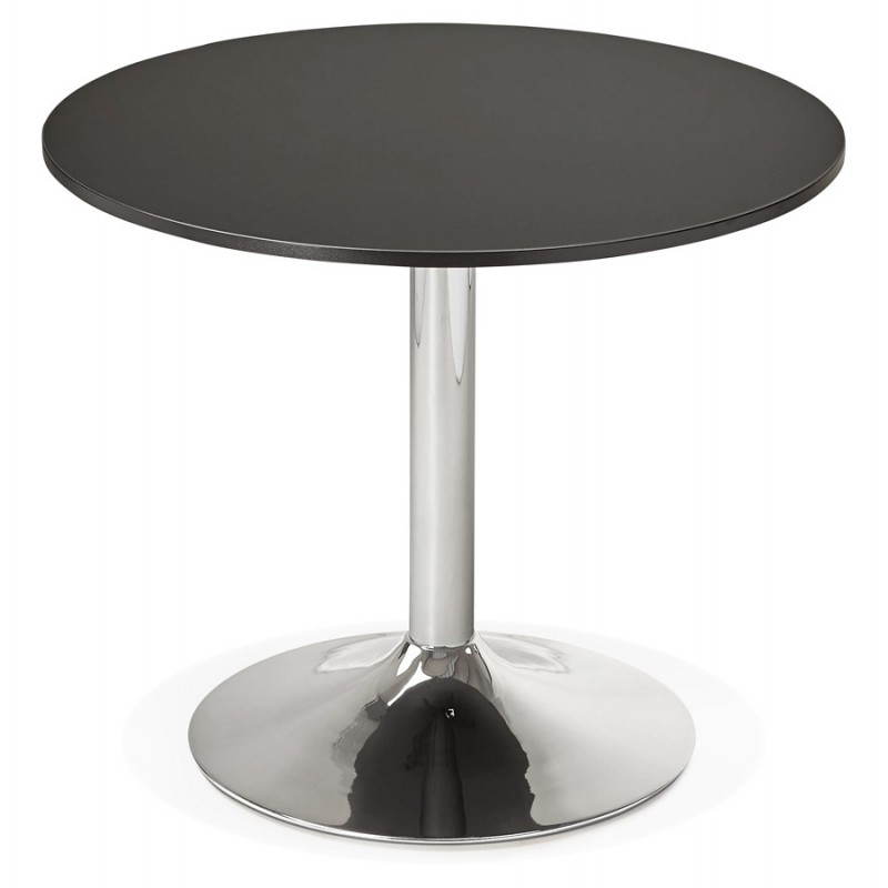 Dining table or desk round design NILS wood and metal chrome (O 90 cm) (black) - image 28447