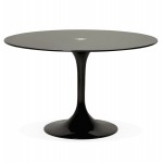 Table ronde design MARJORIE en verre (Ø 120 cm) (noir)