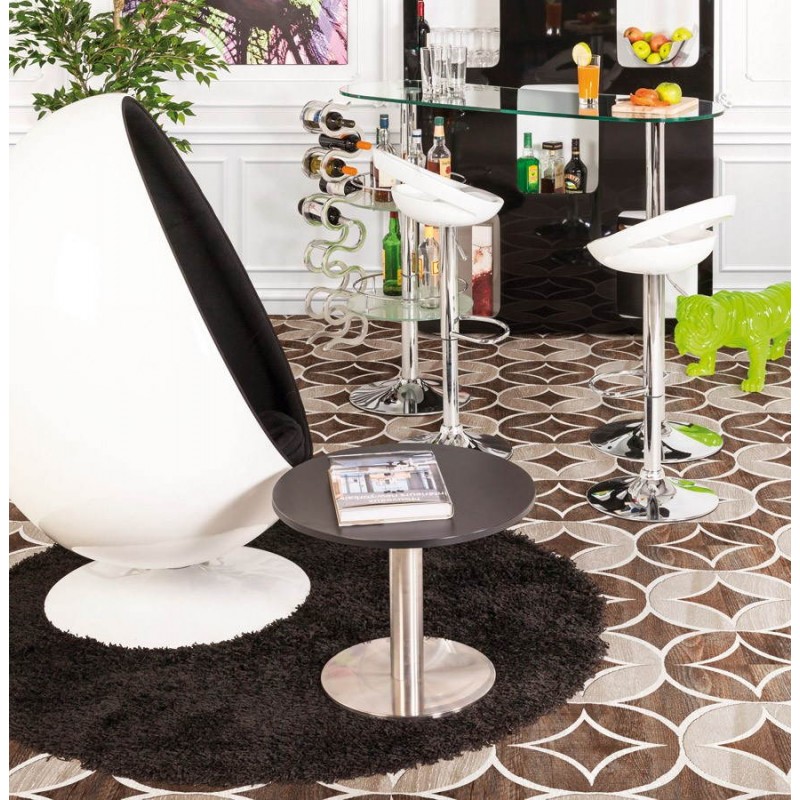 ALLIER Stool round in ABS (high-strength polymer) and chrome metal (white) - image 30025