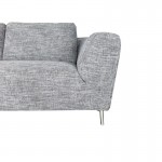 Canapé d'angle côté Droit design 5 places avec méridienne JUSTINE en tissu (gris clair chiné)