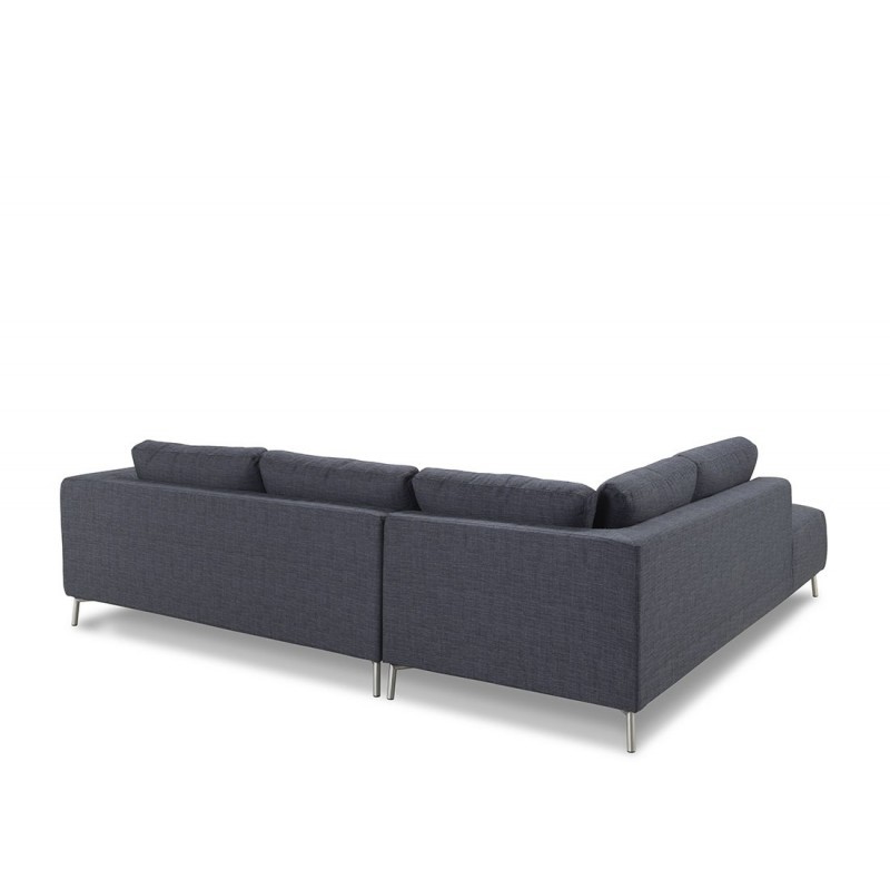 Canapé d'angle côté Gauche design 5 places avec méridienne JUSTINE en tissu (gris foncé) - image 30139