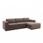 Canapé d'angle côté Droit design 4 places avec méridienne MAGALIE en tissu (marron)