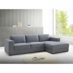 Canapé d'angle côté Droit design 4 places avec méridienne MAGALIE en tissu (gris)