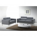 Derecho fijo de tela de diseño sofá 2 CHARLINE (gris)