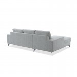 Canapé d'angle côté Gauche design 3 places avec méridienne THEO en tissu (gris clair)