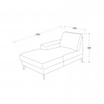 Diseño de sofá de la esquina izquierda 3 plazas con chaise THEO en tela (gris claro)
