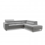Canapé d'angle côté Droit design 5 places avec méridienne MATHIS en tissu (gris clair)