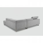 Canapé d'angle côté Droit design 5 places avec méridienne MATHIS en tissu (gris clair)