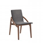 Set of 2 contemporary chairs MARIANNE in fabric and wood (anthracite grey, walnut)