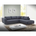 Corner sofa design right side 5 places with JUSTINE chaise in fabric (dark gray)