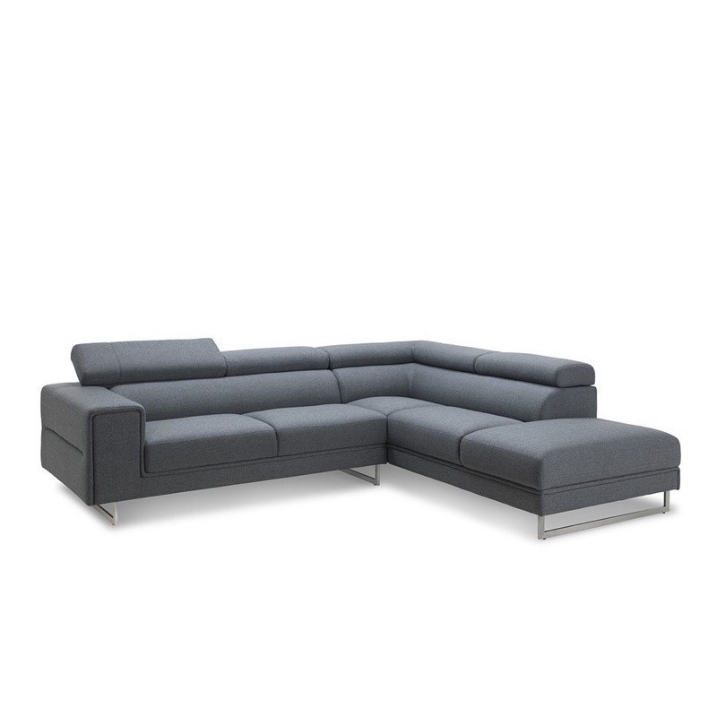 Canapé d'angle Droit design 5 places avec méridienne MATHIS en tissu (gris foncé) - image 30399
