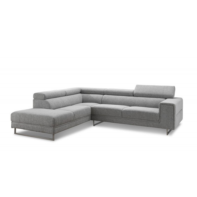 Canapé d'angle côté Gauche design 5 places avec méridienne MATHIS en tissu (gris clair) - image 30401