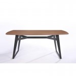 Table à manger contemporaine et vintage MAEL en bois et métal (180cmX90cmX77,5cm) (noyer, noir)