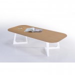 Tavolino design e aletta scandinava in legno (rovere, naturale)