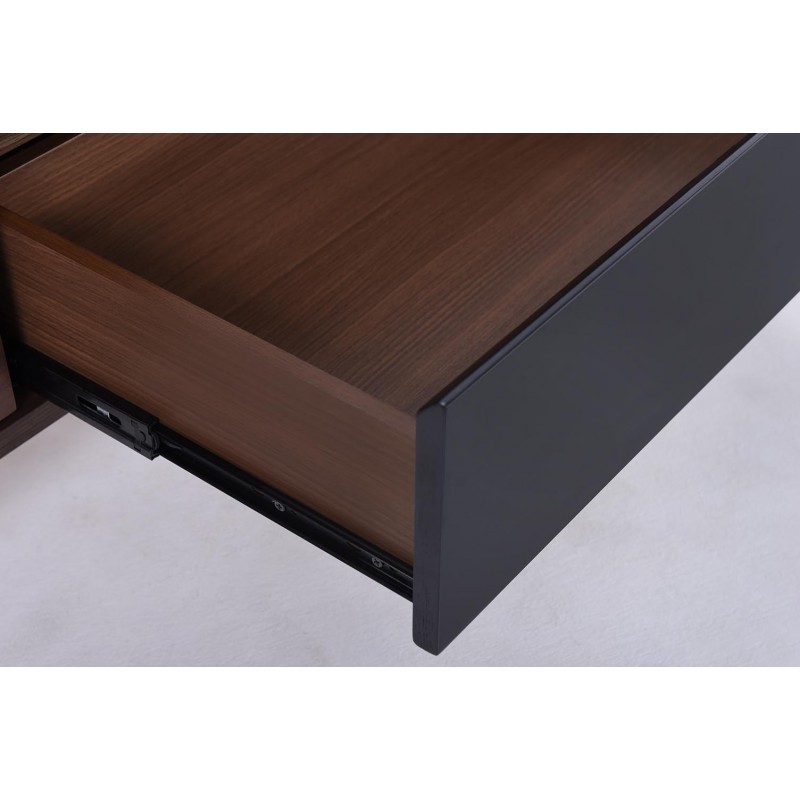 Low TV 4 niches stand, 3 drawers vintage MAGEN wooden (Walnut) - image 30646