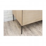 Mueble TV 2 puertas, 1 cajón, 1 nicho diseño BRIEG en 100% madera maciza de roble (roble natural cruda)