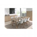 Dining table extendable design (180/232x90x76cm) BRIEG in 100% solid oak (natural raw oak)