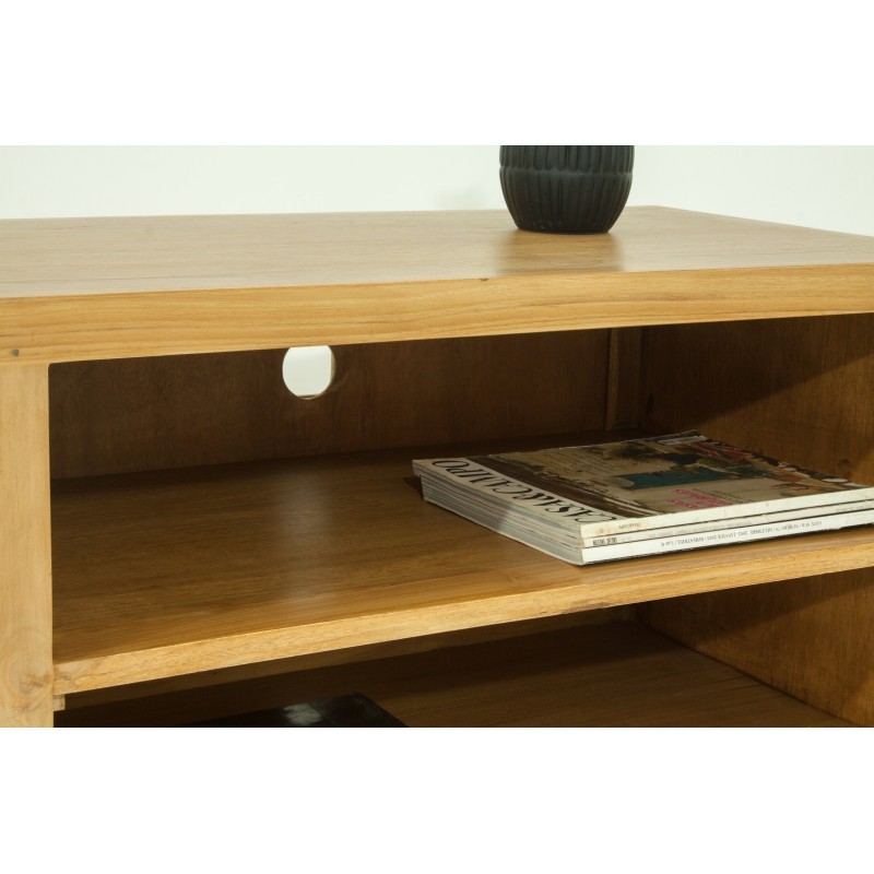 Contemporary low TV 2 niches 2 drawers ELENA (natural) massive teak furniture - image 36164