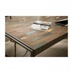 Table à manger vintage NOAH en teck massif recyclé et métal (220x100x78cm)