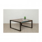 Table basse carrée vintage NOAH en teck massif recyclé et métal (80x80x40cm)