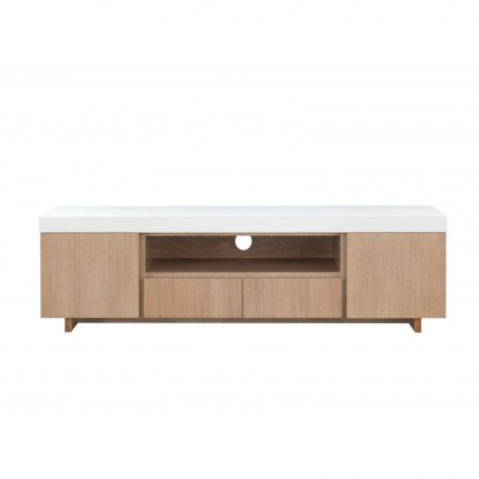 Furniture 2 Doors 1 Low Tv Niche 2 Drawers Contemporary And Design Emma Wooden 170 Cm Clear White Oak Tv Stand