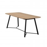 Table à manger design ADAMO en bois (180X90X75cm) (chêne clair, noir)