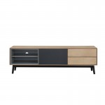 Furniture design low TV 2 niches 1 door 2 drawers ADAMO wooden (light oak)