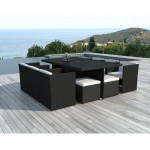 Garden Room 10 places built-in ÚBEDA in woven resin (black, white/ecru cushions)