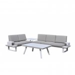 Garden furniture 6 seater BARNABAS aluminum (white, taupe)