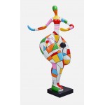 Statue sculpture décorative design FEMME ARLEQUIN en résine H140 (multicolore)