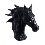 Cabeza de la estatua de caballo diseño escultura decorativa en resina (negro)