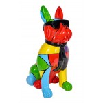 Perro de estatua A bisel diseño escultura decorativa en resina (multicolor)