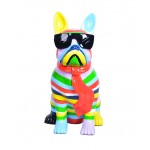 Statue sculpture decorative design dog A tie in resin (multicolor)