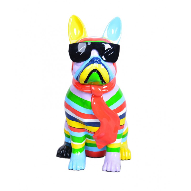 Statue sculpture decorative design dog A tie in resin (multicolor) - image 36707