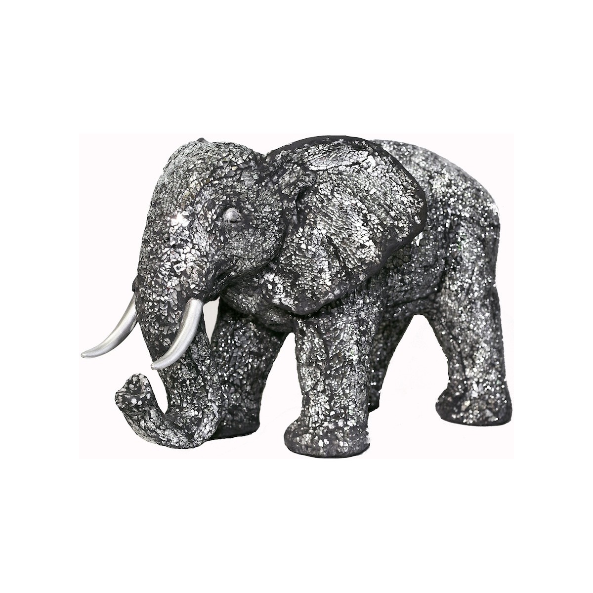 Statue Elefant Design dekorative Skulptur im Harz (schwarz, Silber) - AMP  Story 5542