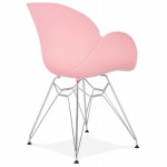 Design Stuhl industriellen Stil TOM Polypropylen Fuß verchromtem Metall (rosa Pulver)