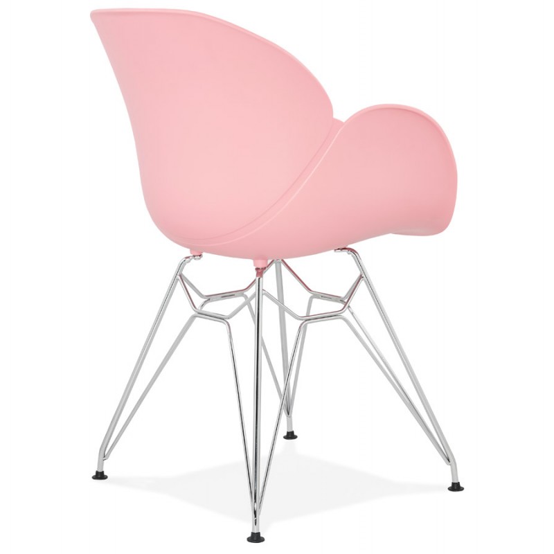 Chaise design style industriel TOM en polypropylène pied métal chromé (rose poudré) - image 36745
