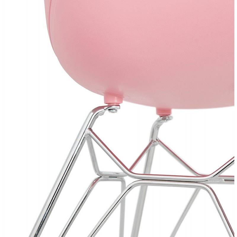 Chaise design style industriel TOM en polypropylène pied métal chromé (rose poudré) - image 36749