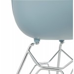 Silla de diseño estilo industrial TOM pie cromado metal polipropileno (cielo azul)
