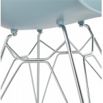 Chaise design style industriel TOM en polypropylène pied métal chromé (bleu ciel)