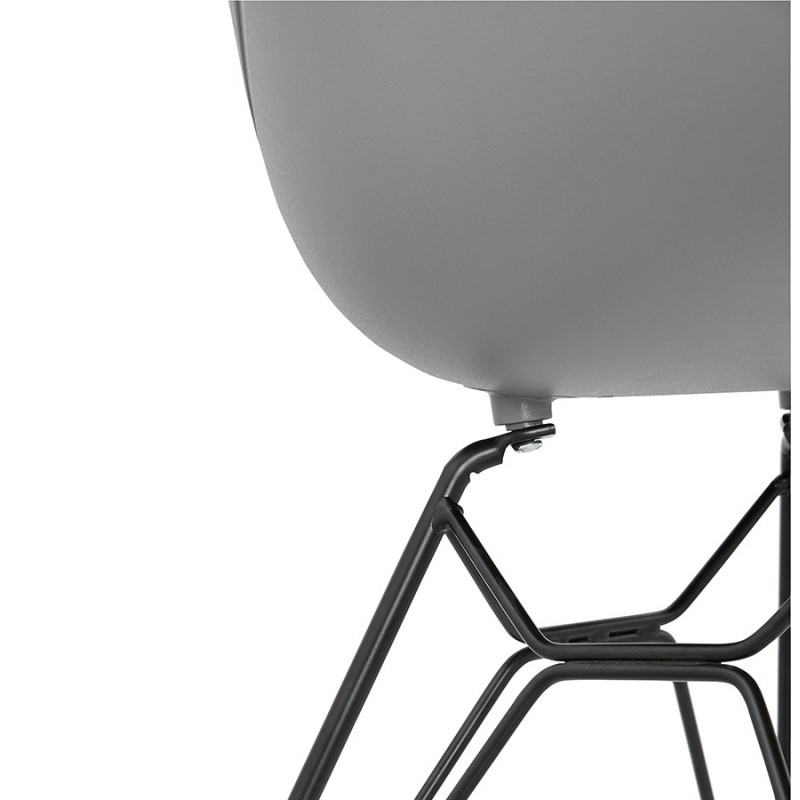 Chaise design style industriel TOM en polypropylène pied métal noir (gris clair) - image 37019