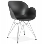 Stile di design sedia industriale polipropilene TOM piede in metallo cromato (nero)