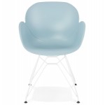 Chaise design et moderne TOM en polypropylène pied métal blanc (bleu ciel)