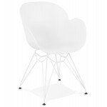 Metal blanco diseño silla y moderne TOM pie de polipropileno (blanco)