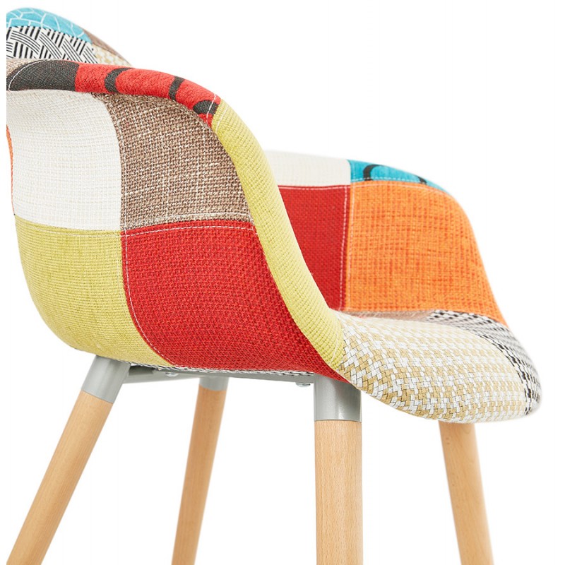 chaise design et boheme patchwork avec accoudoirs ophelie en tissu multicolore