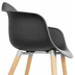 Chaise design scandinave avec accoudoirs OPHELIE en polypropylène (noir)
