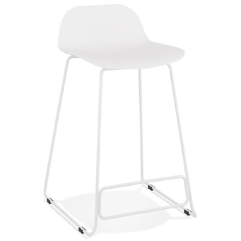 Tabouret de bar chaise de bar mi-hauteur design ULYSSE MINI pieds métal blanc (blanc) - image 37864