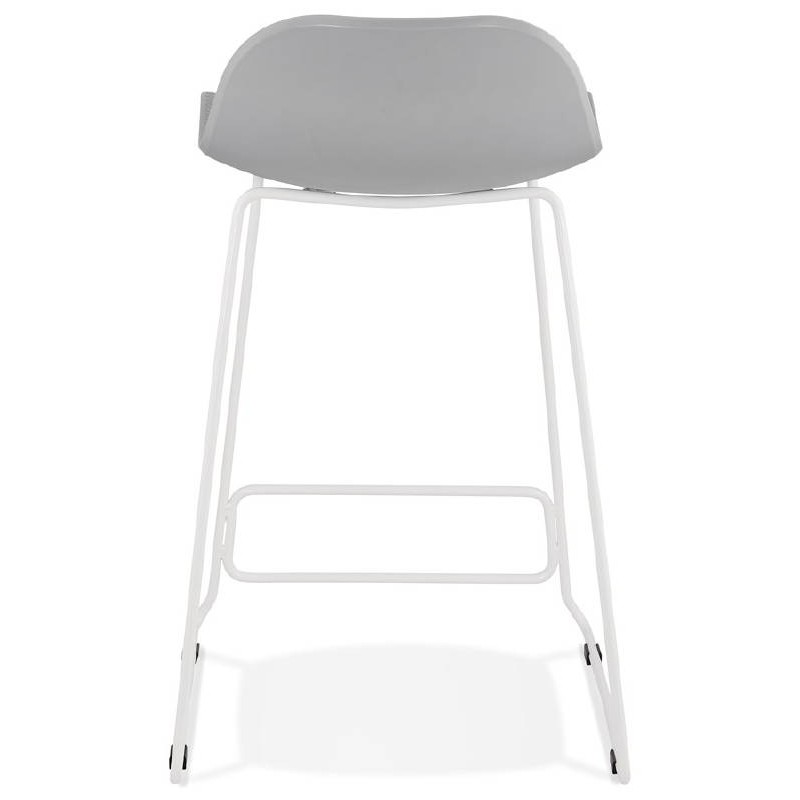 Tabouret de bar chaise de bar mi-hauteur design ULYSSE MINI pieds métal blanc (gris clair) - image 37894