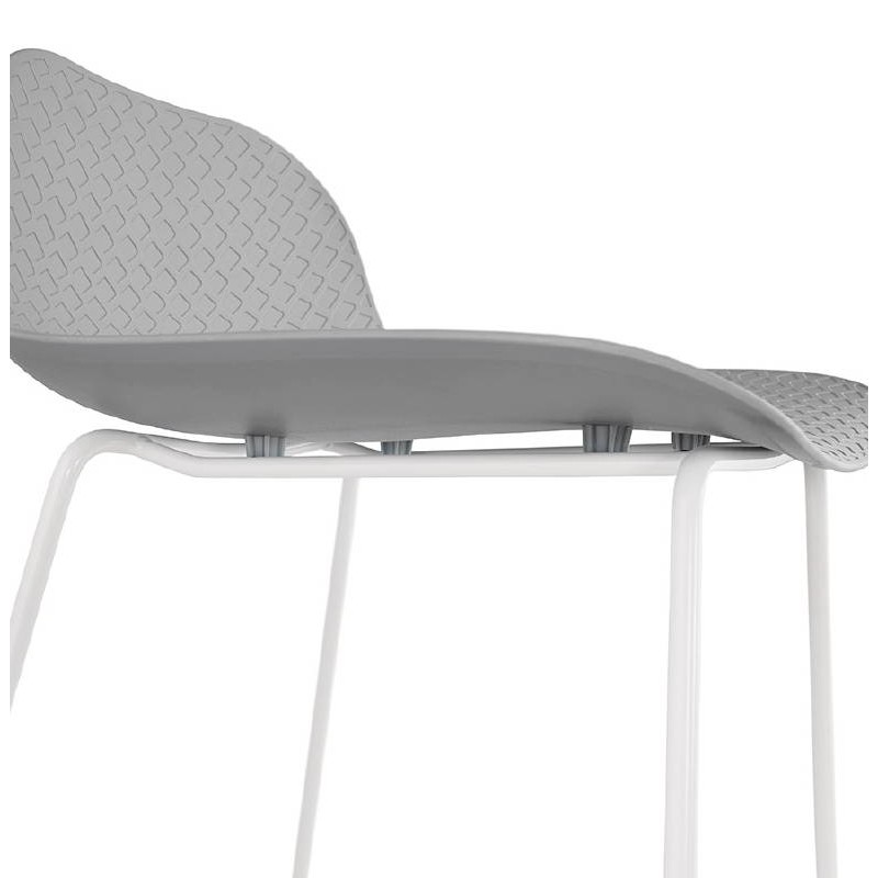 Tabouret de bar chaise de bar mi-hauteur design ULYSSE MINI pieds métal blanc (gris clair) - image 37896